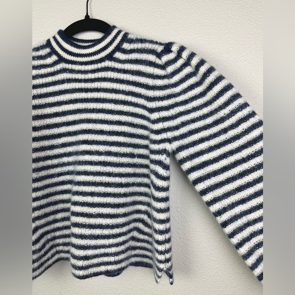 Eleven Six Women's Small Mia Striped Knit Sweater Puff Sleeve 100% Baby Alpaca - Picture 9 of 15